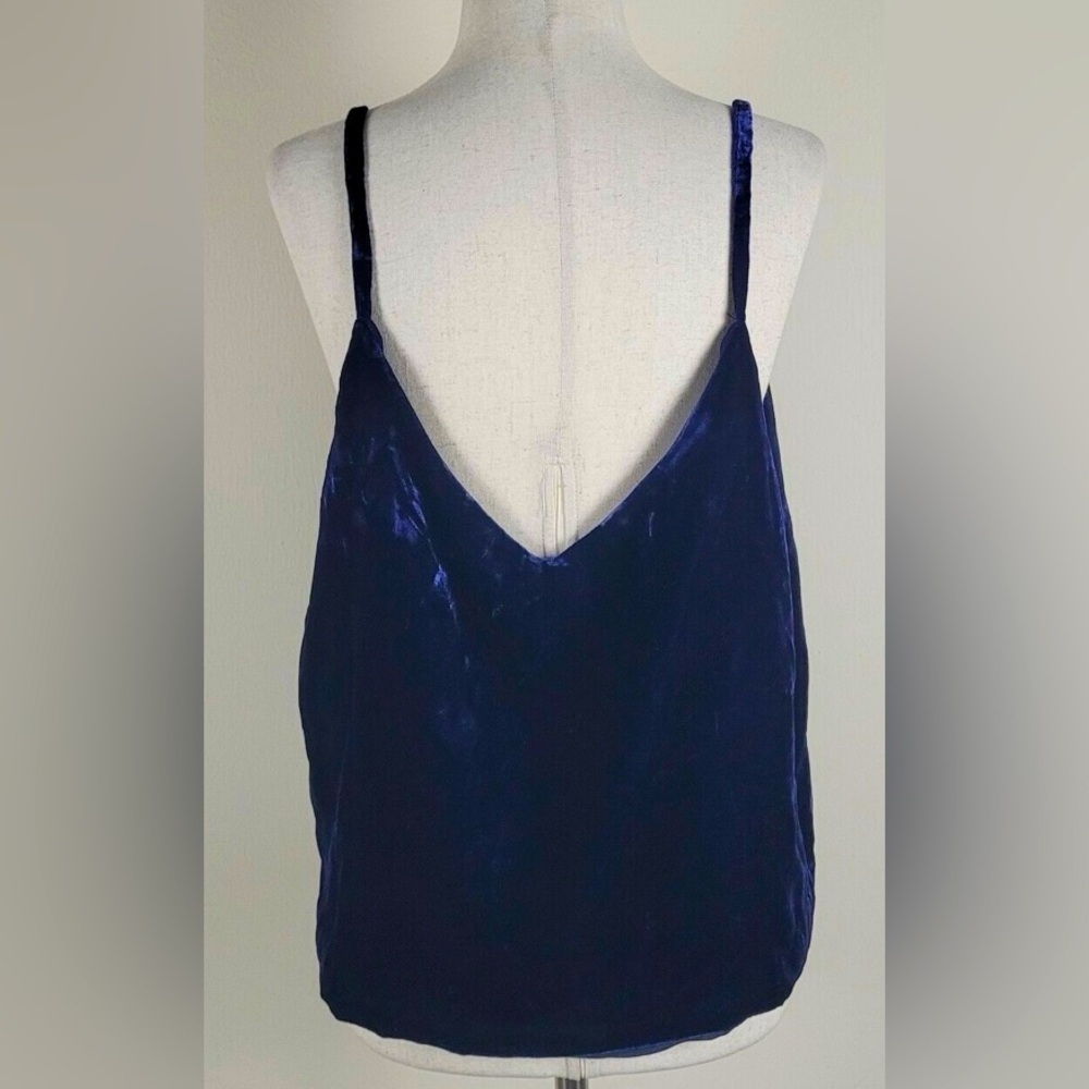 Madewell Blue Velvet Button Front Cami Top Size 2 - Picture 7 of 9